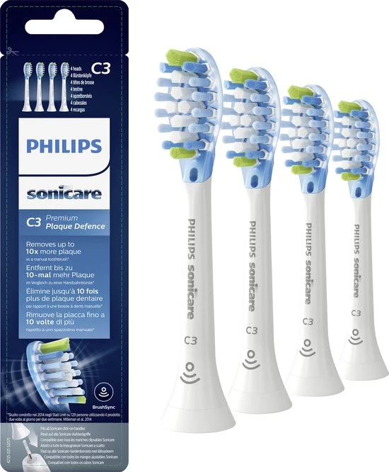 Philips Sonicare Premium Plaque Defence C3 – Opzetborstels voor Elektrische Tandenborstel – Wit
