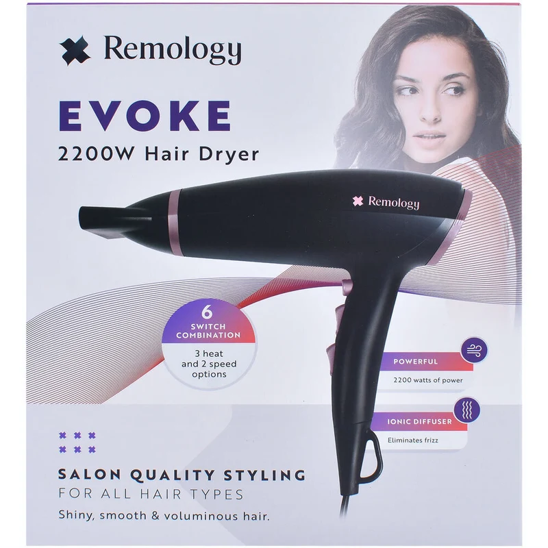 Remology Evoke Electric Hair Blow Dryer Styling Tool 2200W Black