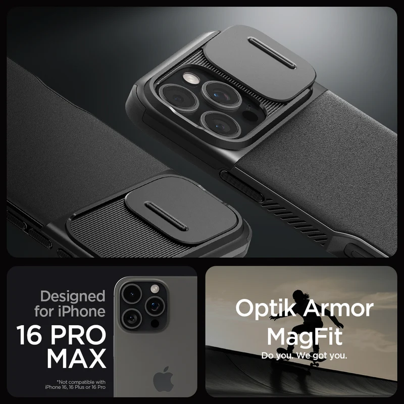 Spigen Apple iPhone 16 Pro Max Optik Armor (MagFit) Case - Black