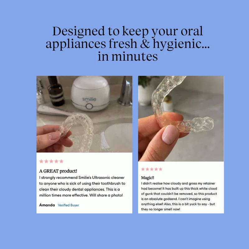 Smilie Ultrasonic Dental Cleaner For Retainers, Aligners and Mouthguards