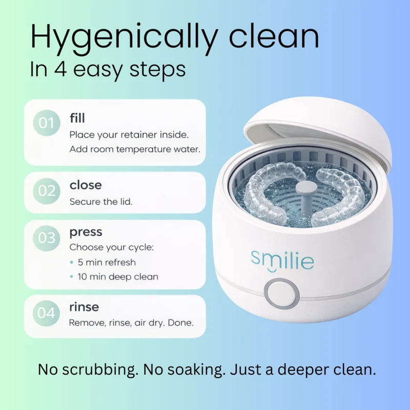 Smilie Ultrasonic Dental Cleaner For Retainers, Aligners and Mouthguards