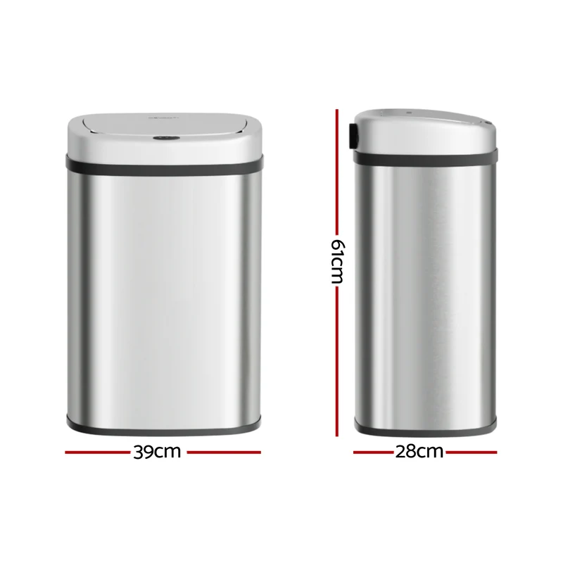 Devanti 50L Sensor Bin Motion Rubbish Automatic Silver