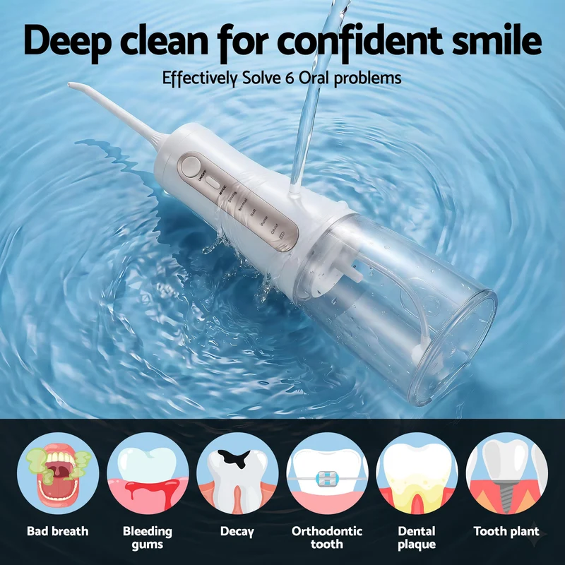 Devanti Cordless Water Flosser Dental Oral Irrigator (White)