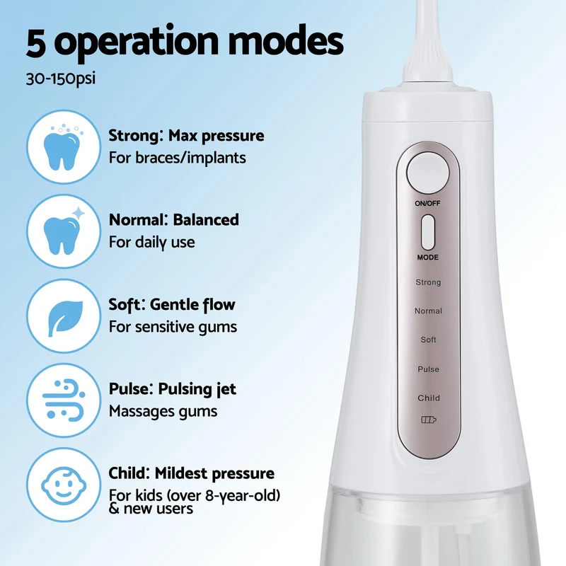 Devanti Cordless Water Flosser Dental Oral Irrigator (White)