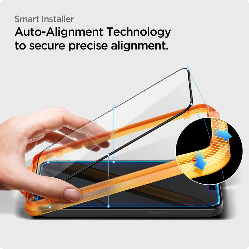 Spigen Apple iPhone 15 Pro Max AlignMaster GLAS.tR Full Cover 2PCS Glass Screen Protector - Black