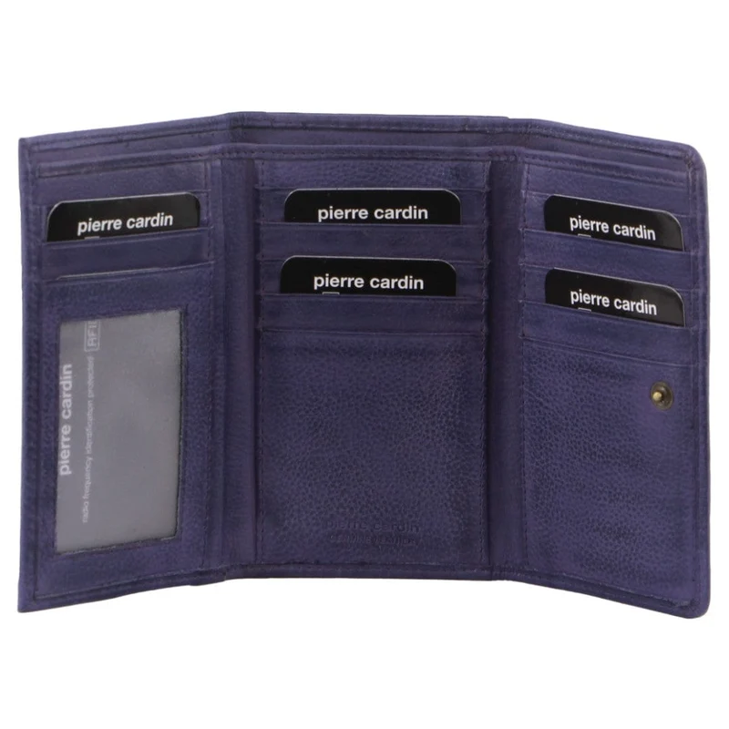 Pierre Cardin Women's Leather Tri-Fold Protected RFID Wallet Purple 14cm