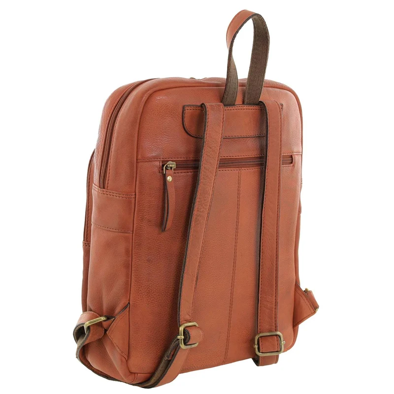Pierre Cardin Vintage Leather Business/Laptop Backpack Bag 29x35cm Cognac