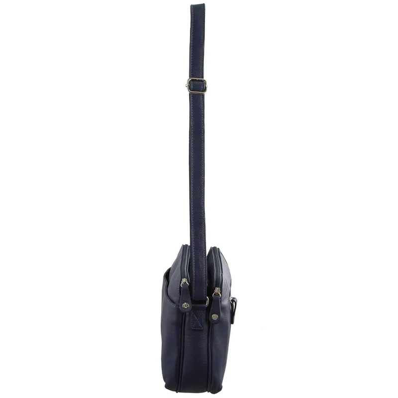 Milleni Women's Nappa Leather Shoulder Crossbody Bag 28x22cm Navy