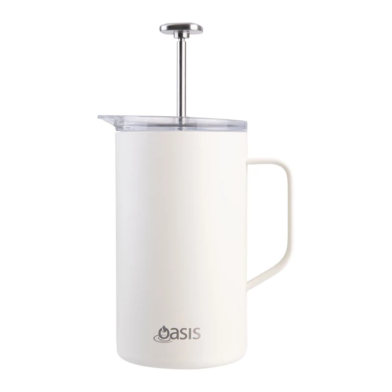 Oasis Stainless Steel Double Wall Insulated Coffee Press - 4 Cup - 600ml (Alabaster)