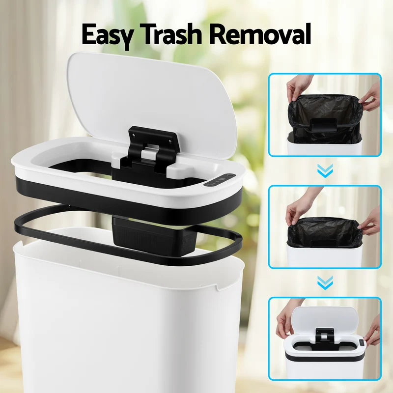 Devanti 21L Motion Sensor Kitchen Bin Slim Touchless Rubbish Can with Lid White