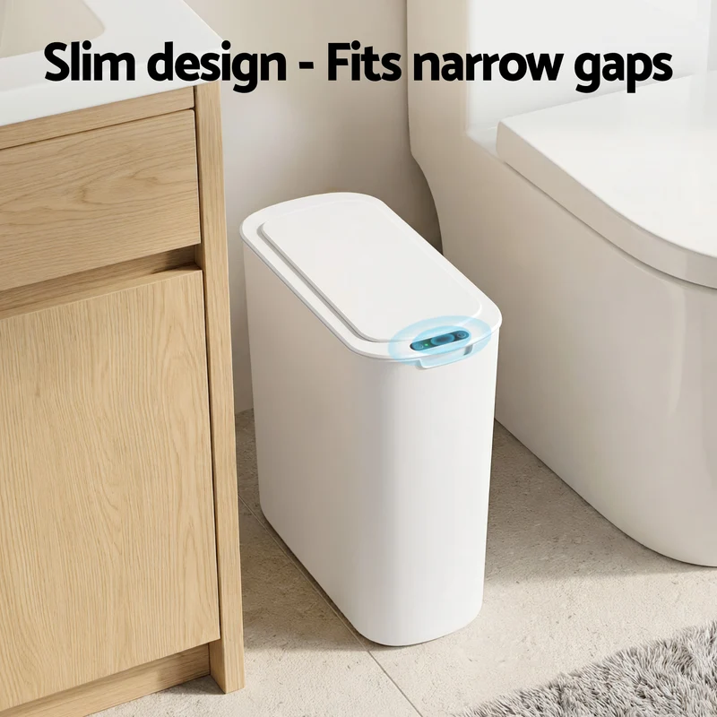 Devanti 21L Motion Sensor Kitchen Bin Slim Touchless Rubbish Can with Lid White