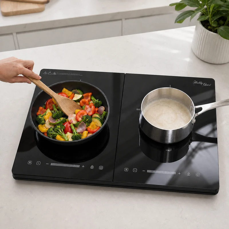 Healthy Choice Double Induction Cooker with 2 Plates 60 to 240C 2400W