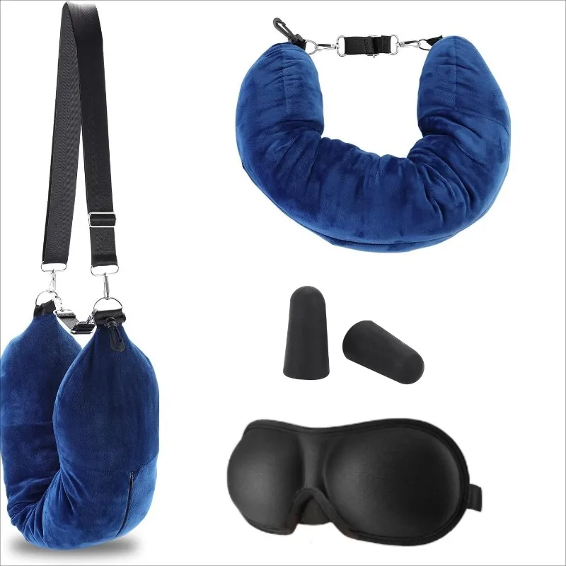Oreiller Voyage Trompe-l'Oeil à Remplir 3PCS - Bandeau + Bouchons d'Oreilles OFFERTS