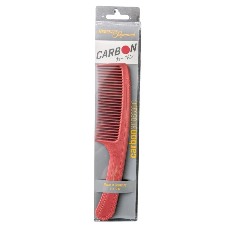 Peigne à manche antistatique avec dents larges Carbon 11 (225mm/8.85") - Rouge