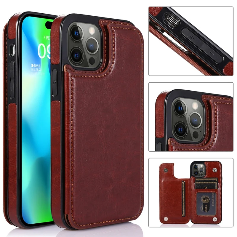 Custodia per Telefono in Pelle di Lusso con Scomparti per Carte e Chiusura Magnetica
