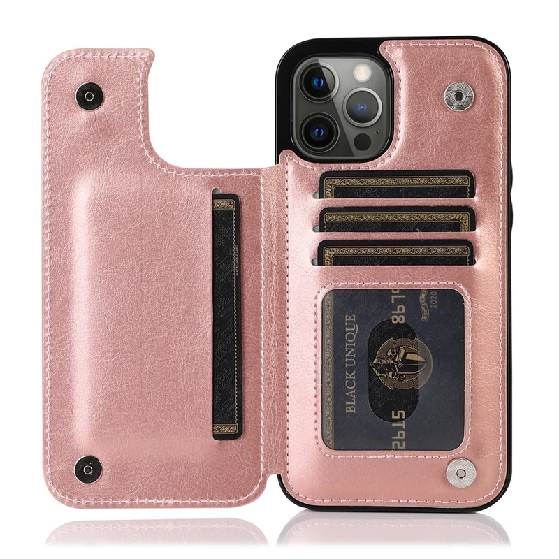 Custodia per Telefono in Pelle di Lusso con Scomparti per Carte e Chiusura Magnetica