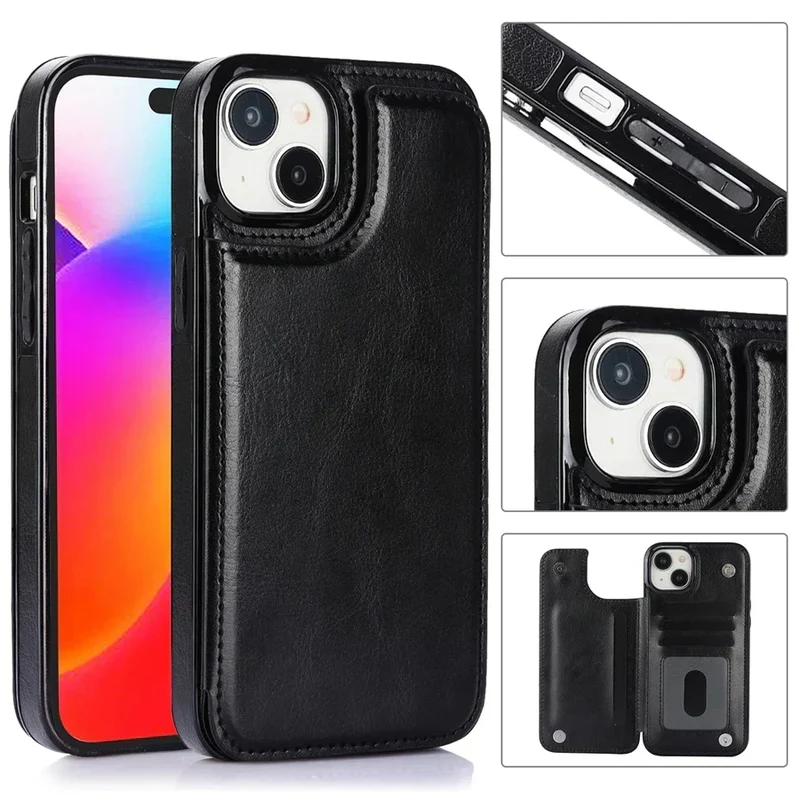 Custodia per Telefono in Pelle di Lusso con Scomparti per Carte e Chiusura Magnetica