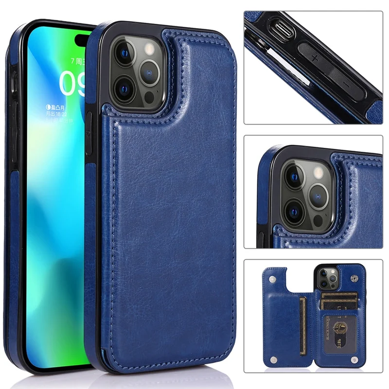 Custodia per Telefono in Pelle di Lusso con Scomparti per Carte e Chiusura Magnetica