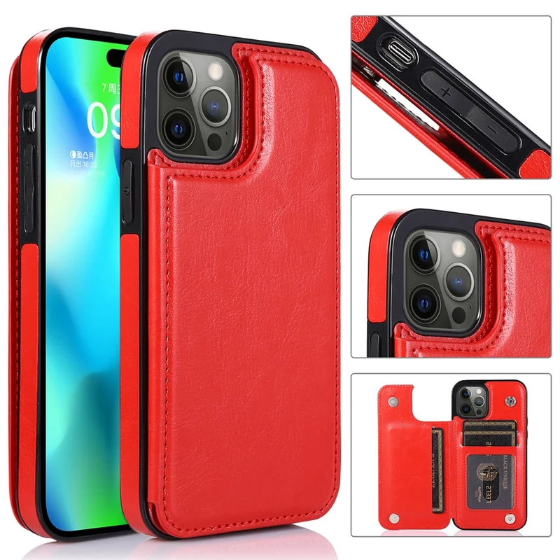 Custodia per Telefono in Pelle di Lusso con Scomparti per Carte e Chiusura Magnetica
