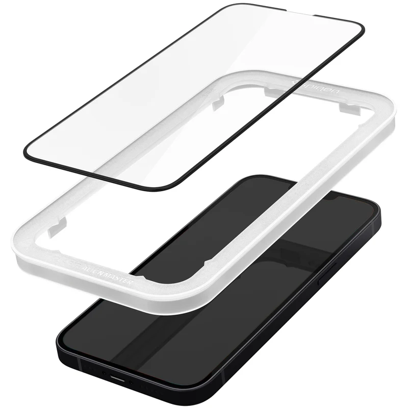 Spigen Apple iPhone 17e / 16e / 14 / 13 / 13 Pro AlignMaster GLAS.tR Full Cover 2PCS Glass Screen Protector - Black