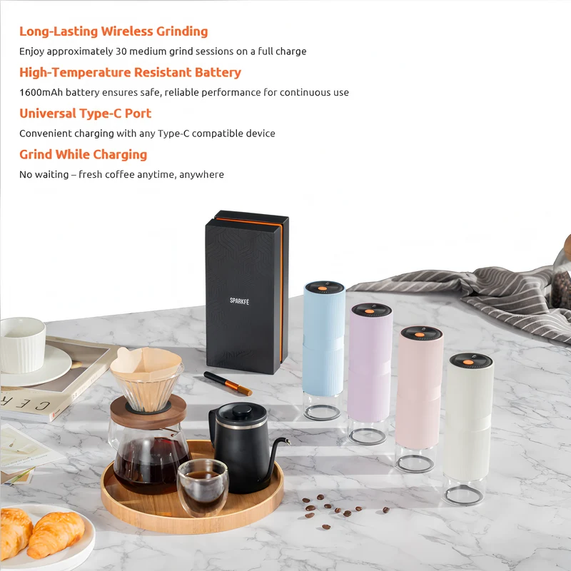 SPARKFE Portable Electric Coffee Grinder CGR Series Pastel Collection (Azure)