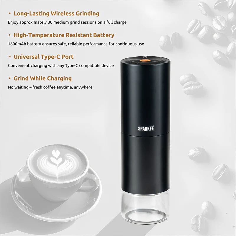 SPARKFE Portable Electric Coffee Grinder (Obsidian)