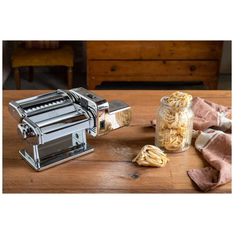 Marcato Atlas Plus Motor Pasta Machine Stainless Steel with 4 Shape Options Silver