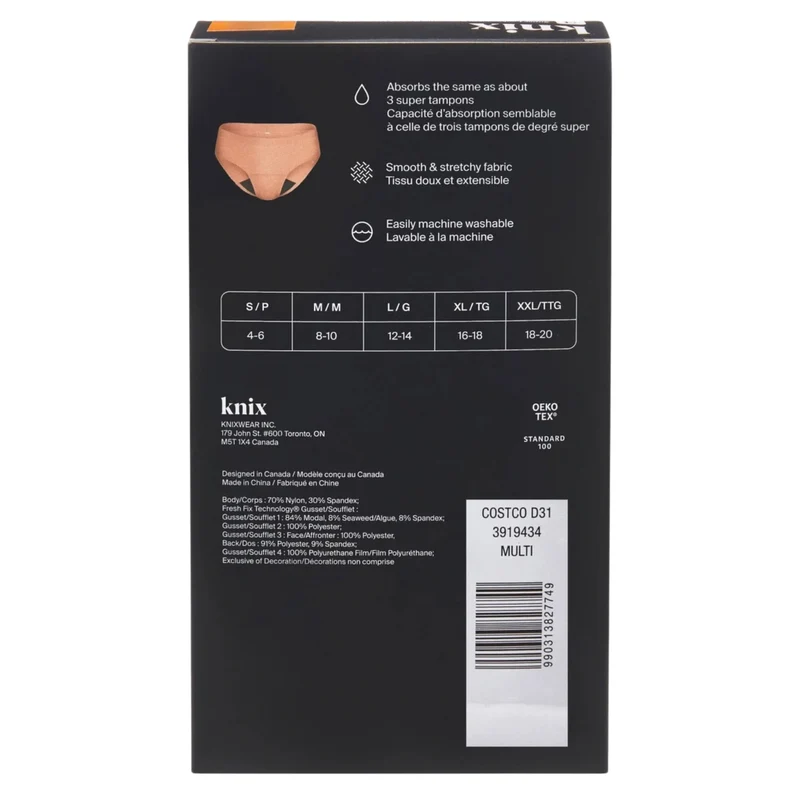 KNIX - Paquet de 3 Culottes Menstruelles Réutilisables