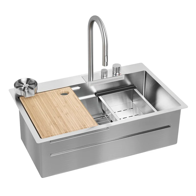 ARTIKA - Ensemble d'Évier à Cuve Simple en Acier Inoxydable avec Robinet et Accessoires NeoFlow
