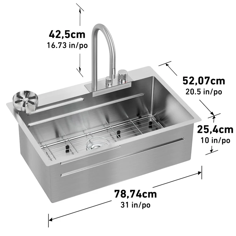 ARTIKA - Ensemble d'Évier à Cuve Simple en Acier Inoxydable avec Robinet et Accessoires NeoFlow