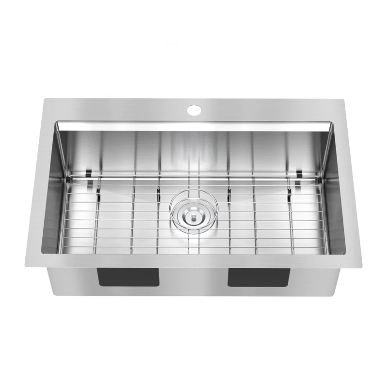 ARTIKA - Évier à Cuve Simple en Acier Inoxydable avec Accessoires Newport