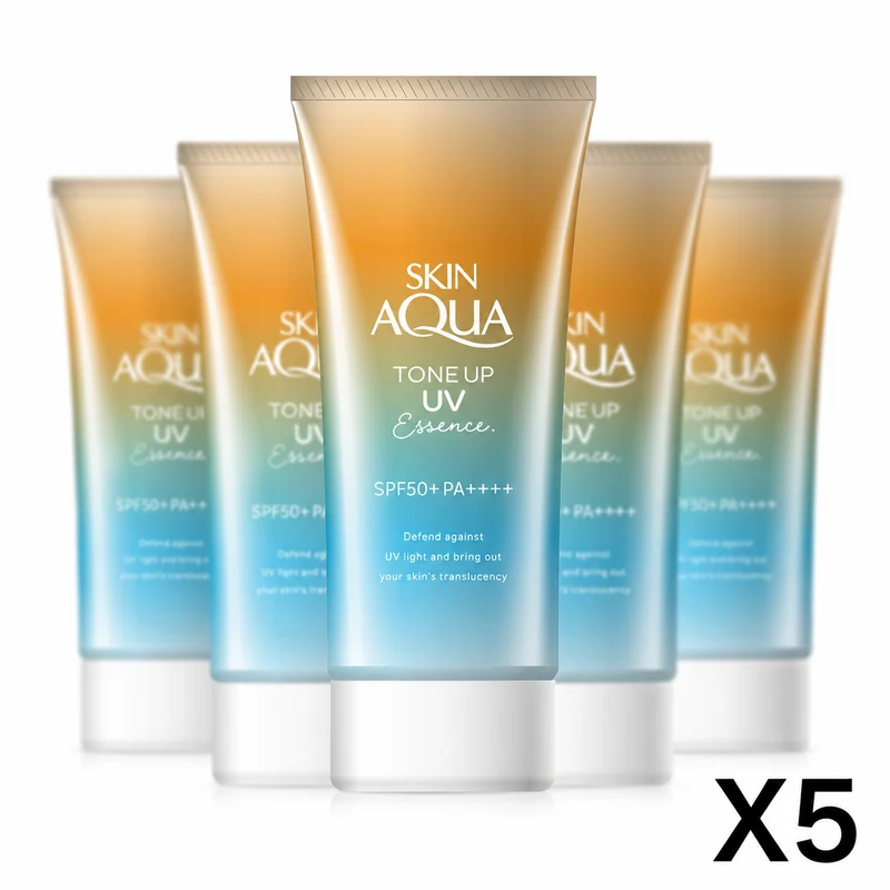 Skin Aqua Tone Up UV Essence Latte Beige SPF50+ PA++++ 80g 5-Pack