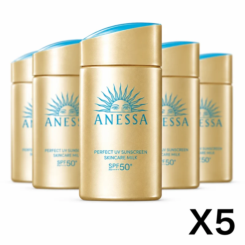 Anessa Perfect UV Sun Milk SPF50+ PA++++ Face & Body 60ml 5-Pack