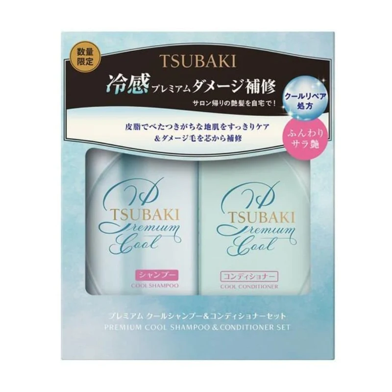 TSUBAKI Premium Cool Pump Pair Shampoo Treatment Set 490ml