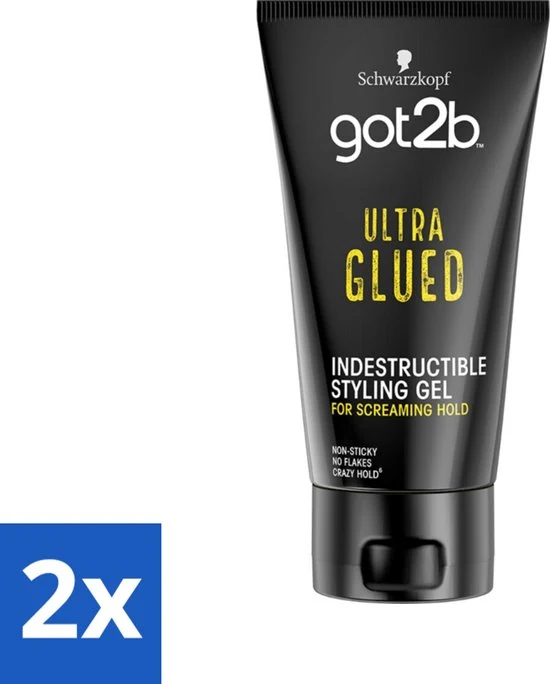Schwarzkopf - Got2b - Ultra Glued Gel - Extra Sterke Fixatie - 150 ml - Voordeelverpakking - 2 stuks