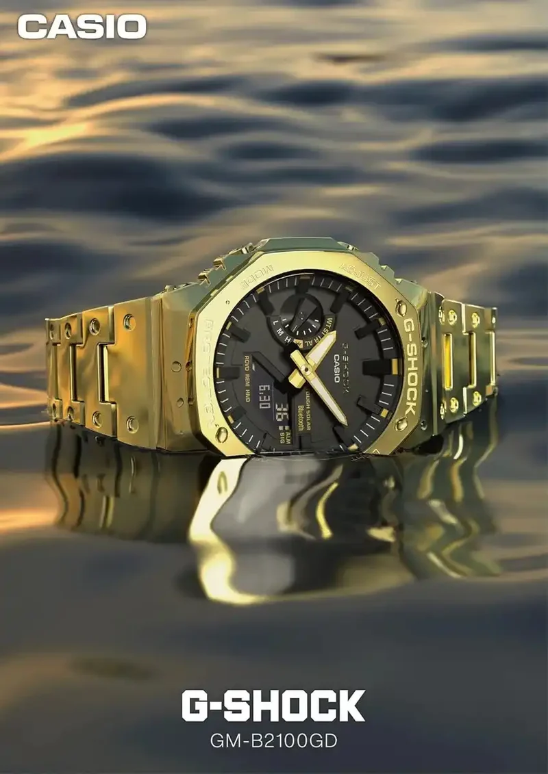 G-SHOCK GM-B2100 Classic Gold Wristwatch with Bracelet Band