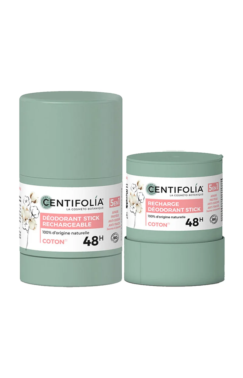 Déodorant stick efficacité 48h bio & recharge - Fleur de coton - 2 x 50 g