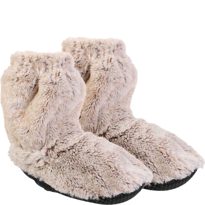 Chaussons micro-ondables - Imitation fourrure - Crème