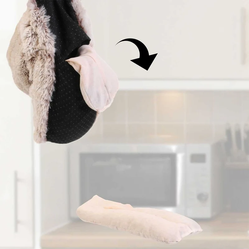 Chaussons micro-ondables - Imitation fourrure - Crème