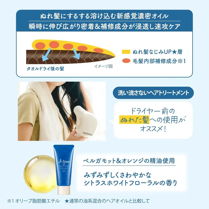 Je l'aime Thalasso Repair Cuticle Bond Hair Oil for Damage Repair 80g
