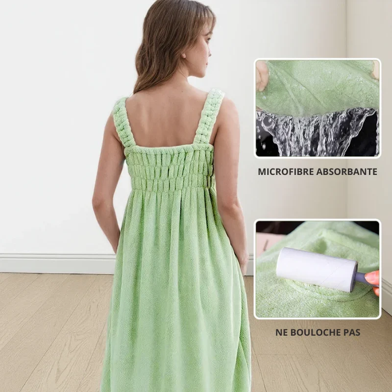 Cozy Bath - Robe Serviette de Bain à Poches & Bretelles
