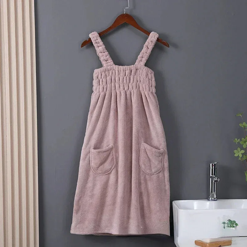 Cozy Bath - Robe Serviette de Bain à Poches & Bretelles