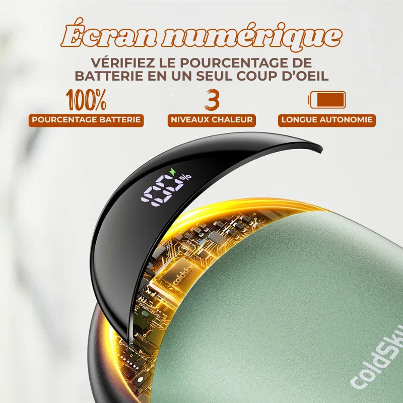 Chauffe-Mains Magnétiques 2 en 1 Portables & Rechargeables - 3 Températures