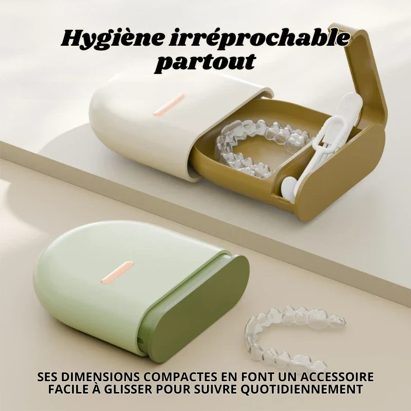 Étui de Voyage pour Gouttières et Dentier à Double Compartiment