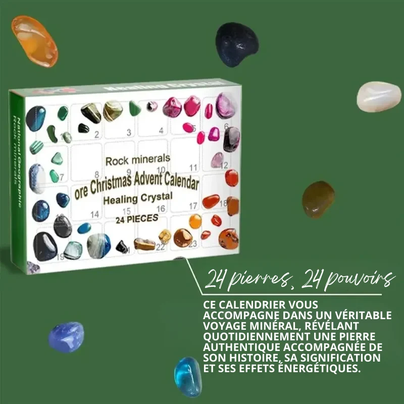 Calendrier de l'Avent 24 Jours Lithothérapie Pierres & Cristaux Précieux
