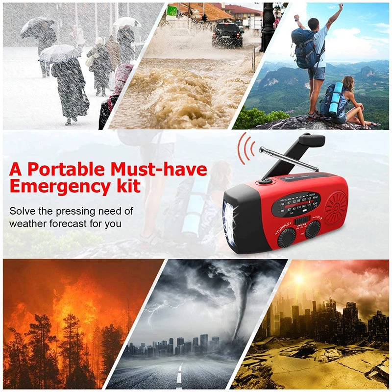 Radio d'emergenza Autonoma – Manovrabile a Mano, Solare, Torcia & Powerbank – Radio FM/AM, Indispensabile per Emergenze e Situazioni di Crisi