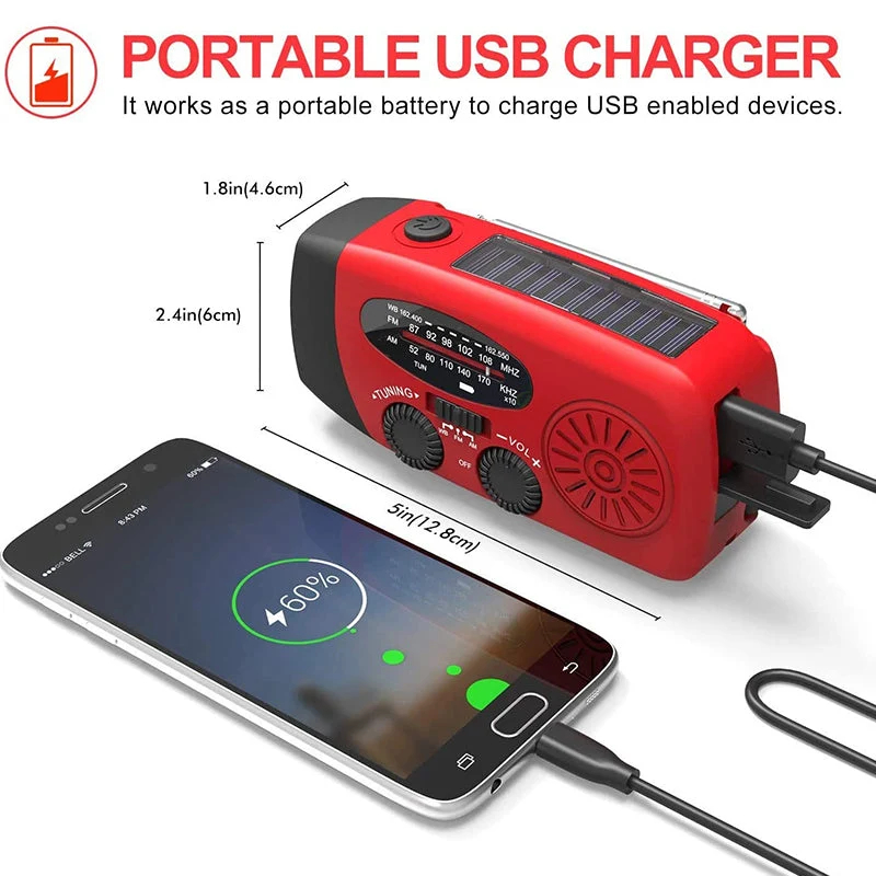 Radio d'emergenza Autonoma – Manovrabile a Mano, Solare, Torcia & Powerbank – Radio FM/AM, Indispensabile per Emergenze e Situazioni di Crisi