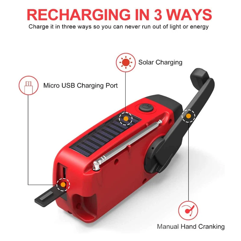 Radio d'emergenza Autonoma – Manovrabile a Mano, Solare, Torcia & Powerbank – Radio FM/AM, Indispensabile per Emergenze e Situazioni di Crisi