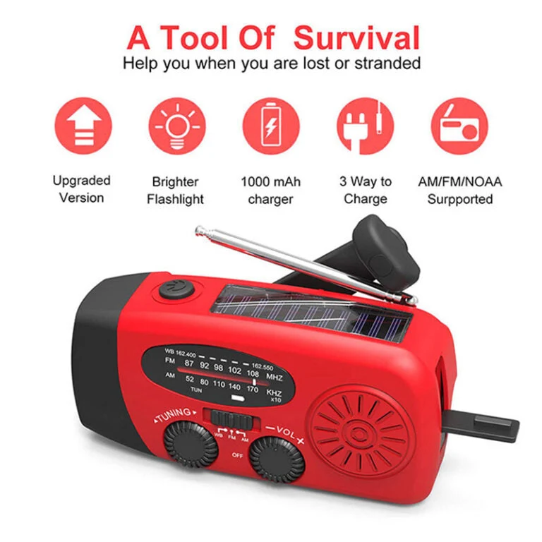 Radio d'emergenza Autonoma – Manovrabile a Mano, Solare, Torcia & Powerbank – Radio FM/AM, Indispensabile per Emergenze e Situazioni di Crisi
