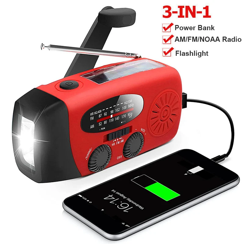 Radio d'emergenza Autonoma – Manovrabile a Mano, Solare, Torcia & Powerbank – Radio FM/AM, Indispensabile per Emergenze e Situazioni di Crisi
